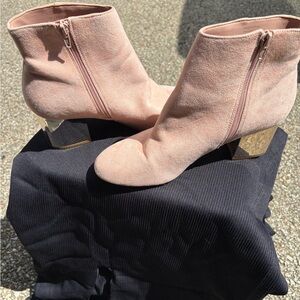 Aldo Blush Suede Ankle Boots with Gold Heel